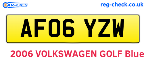 AF06YZW are the vehicle registration plates.