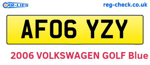 AF06YZY are the vehicle registration plates.