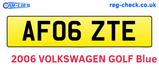AF06ZTE are the vehicle registration plates.
