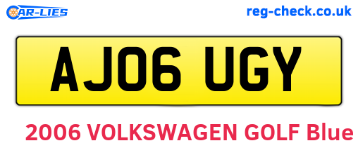 AJ06UGY are the vehicle registration plates.
