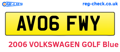 AV06FWY are the vehicle registration plates.