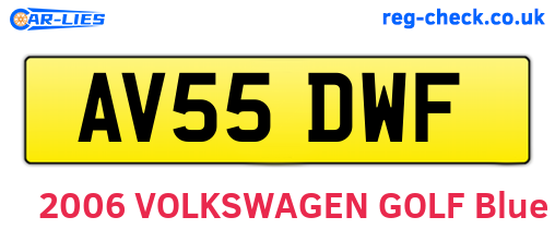 AV55DWF are the vehicle registration plates.
