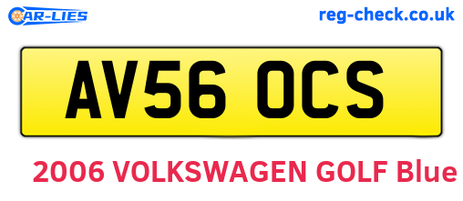 AV56OCS are the vehicle registration plates.