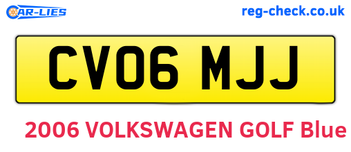 CV06MJJ are the vehicle registration plates.