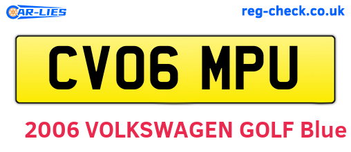 CV06MPU are the vehicle registration plates.