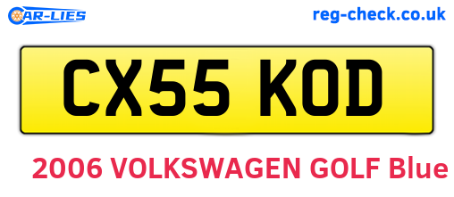 CX55KOD are the vehicle registration plates.