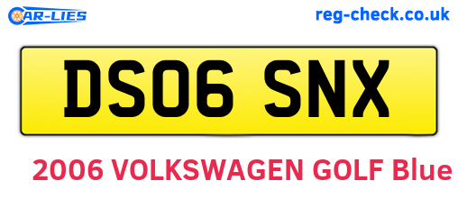 DS06SNX are the vehicle registration plates.