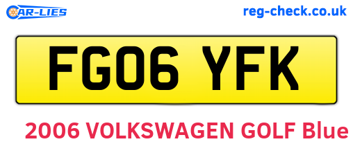 FG06YFK are the vehicle registration plates.