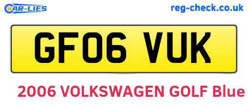 GF06VUK are the vehicle registration plates.