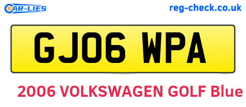 GJ06WPA are the vehicle registration plates.