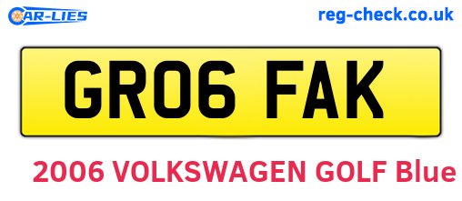 GR06FAK are the vehicle registration plates.