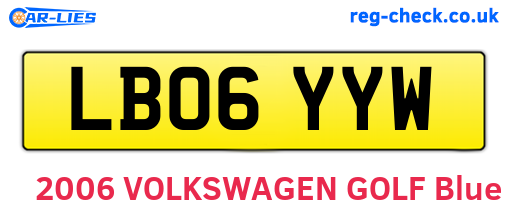 LB06YYW are the vehicle registration plates.