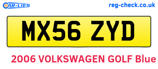 MX56ZYD are the vehicle registration plates.