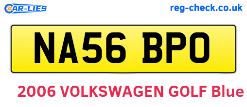 NA56BPO are the vehicle registration plates.
