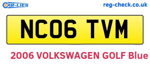NC06TVM are the vehicle registration plates.