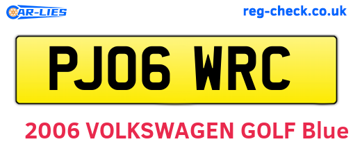 PJ06WRC are the vehicle registration plates.