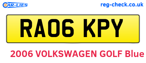 RA06KPY are the vehicle registration plates.