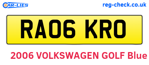 RA06KRO are the vehicle registration plates.