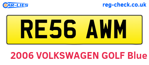 RE56AWM are the vehicle registration plates.