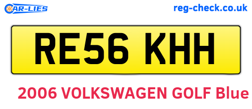 RE56KHH are the vehicle registration plates.
