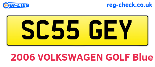 SC55GEY are the vehicle registration plates.
