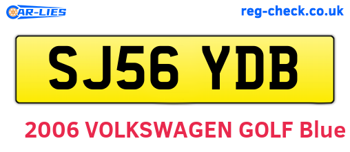 SJ56YDB are the vehicle registration plates.