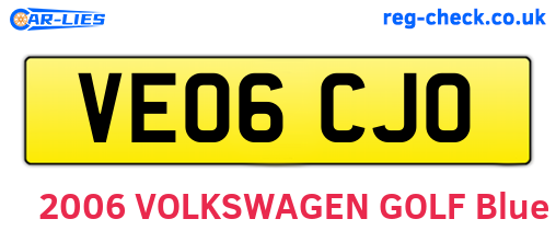 VE06CJO are the vehicle registration plates.