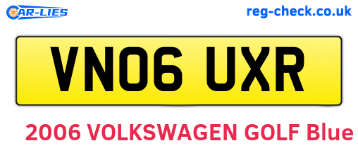 VN06UXR are the vehicle registration plates.