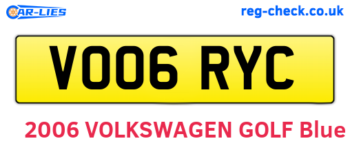 VO06RYC are the vehicle registration plates.