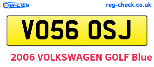 VO56OSJ are the vehicle registration plates.
