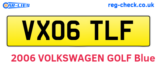VX06TLF are the vehicle registration plates.