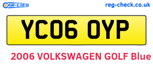 YC06OYP are the vehicle registration plates.