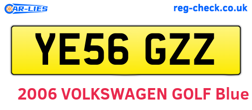 YE56GZZ are the vehicle registration plates.