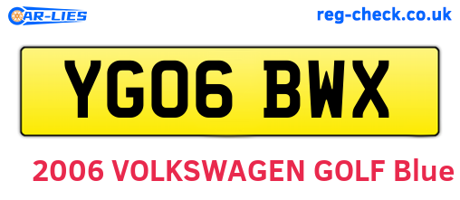 YG06BWX are the vehicle registration plates.
