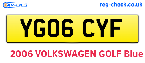 YG06CYF are the vehicle registration plates.