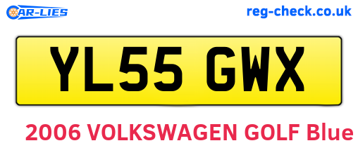 YL55GWX are the vehicle registration plates.