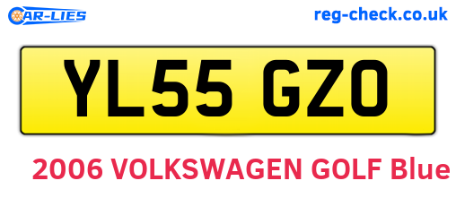 YL55GZO are the vehicle registration plates.