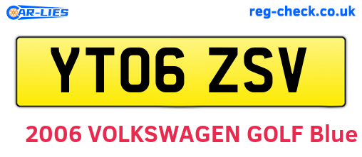 YT06ZSV are the vehicle registration plates.