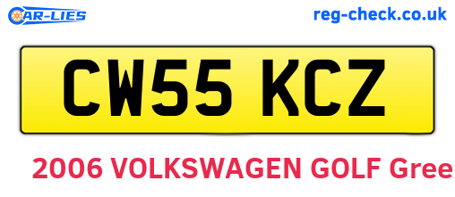 CW55KCZ are the vehicle registration plates.