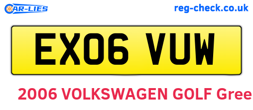EX06VUW are the vehicle registration plates.