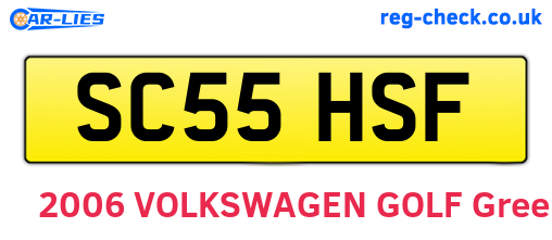 SC55HSF are the vehicle registration plates.