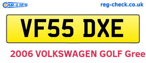 VF55DXE are the vehicle registration plates.