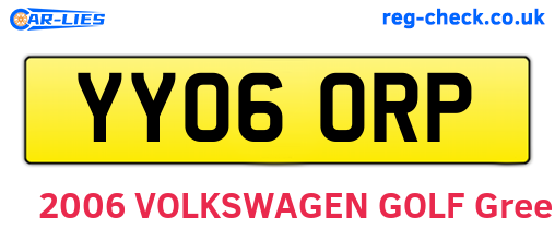 YY06ORP are the vehicle registration plates.