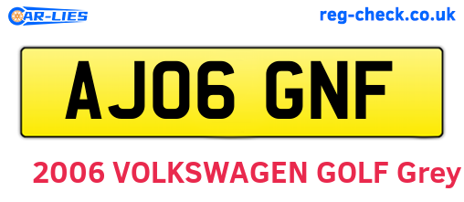 AJ06GNF are the vehicle registration plates.