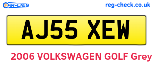 AJ55XEW are the vehicle registration plates.