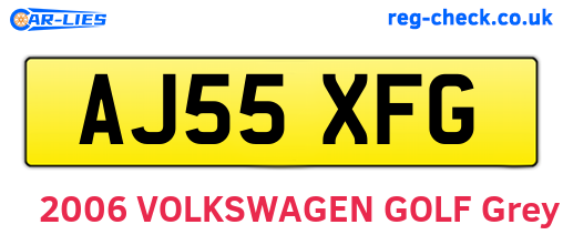 AJ55XFG are the vehicle registration plates.