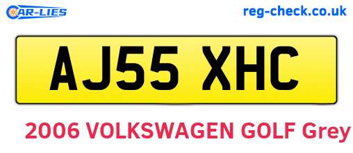 AJ55XHC are the vehicle registration plates.