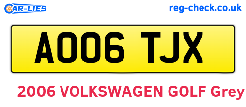 AO06TJX are the vehicle registration plates.