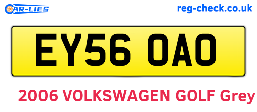 EY56OAO are the vehicle registration plates.