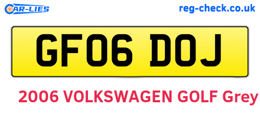 GF06DOJ are the vehicle registration plates.